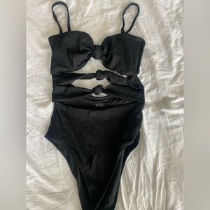 Aerie ribbed triple knot L one piece swimsuit